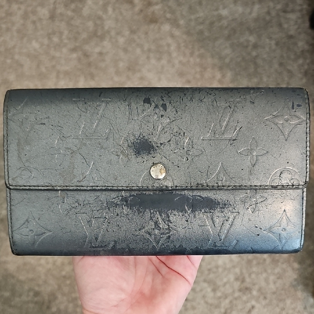 Louis Vuitton Navy Monogram Embossed Long Wallet
